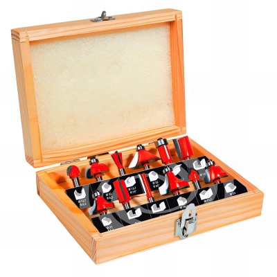 Coffret assortiment de 12 mèches de défonceuse Q. 8mm - Tous Profils - 600008 - Sidamo