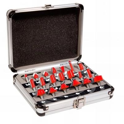 Coffret assortiment de 20 mèches de défonceuse Q. 8 mm - Tous Profils - 600020 - Sidamo