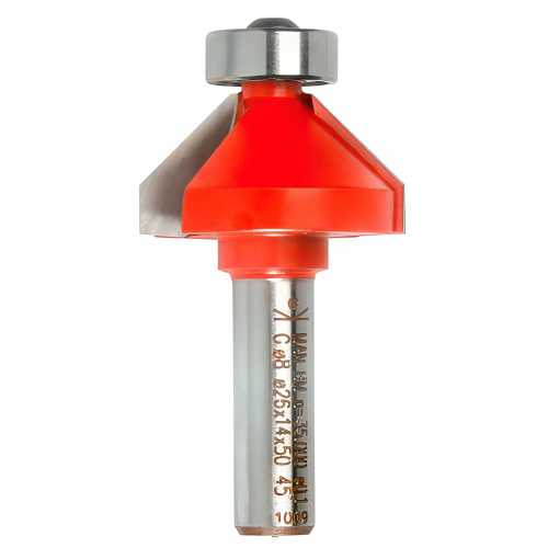Mèche à affleurer et chanfreiner 45° Q. 8 x D. 26 x Lt. 50 mm + Guide à billes - 621105 - Sidamo