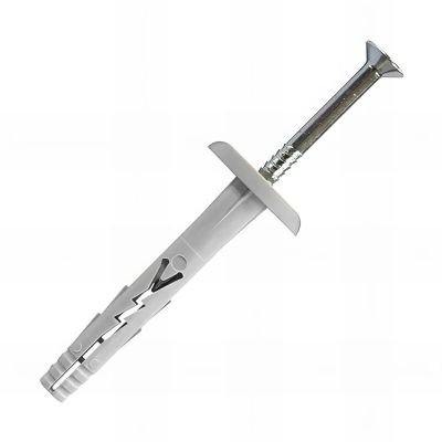 100 chevilles clou acier multi-matériaux à frapper, tête large, nylon - 8 x 45 mm