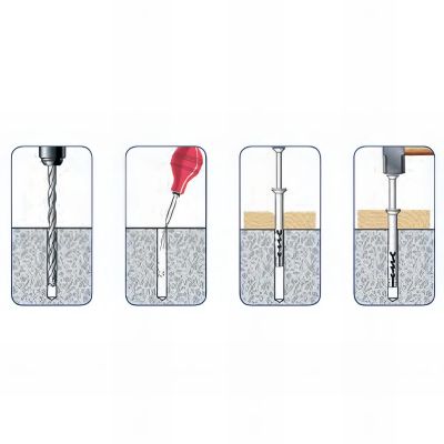 Blister de 10 chevilles nylon à frapper tête fraisée NHS D. 8 x Lt. 100 mm + clou tête fraisée - CF08100LBL - Alsafix 2