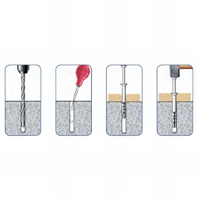 Blister de 10 chevilles nylon à frapper tête fraisée NHS D. 8 x Lt. 120 mm + clou tête fraisée - CF08120LBL - Alsafix 2