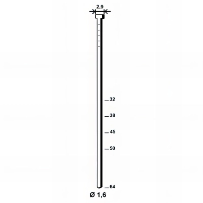 2 000 pointes brads galvanisés en bande 20° D. 1,6/2,9 x L. 64 mm - PO62758 Alsafix