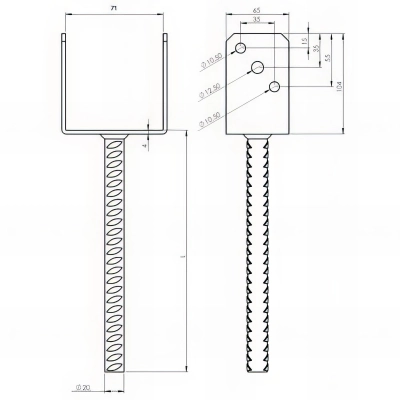 Pied réglable avec platine VH - 315 - 80x80 mm (sup) - 180x100 mm (inf) - Ht. 215 à 235 mm 2