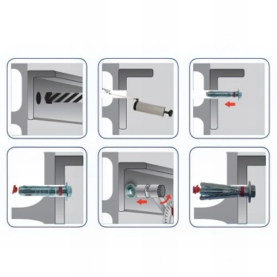 50 chevilles métalliques STAM D. 12 x M8 x Lt. 55 mm pour fixation lourdes sur matériaux creux - Zingué - SY70630 - Alsafix 2