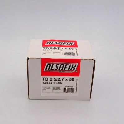 Pointe annelée INOX A4 en vrac tête bombée (TB) 25/27 x 50 mm - 1 kg - TB250509 Alsafix 2