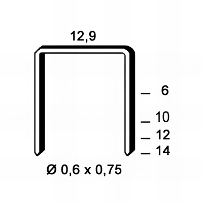 10 000 agrafes galvanisées PM-12 - 12,9 x 12 x D. 0,6 x 0,75 mm - 6PM121 - Alsafix