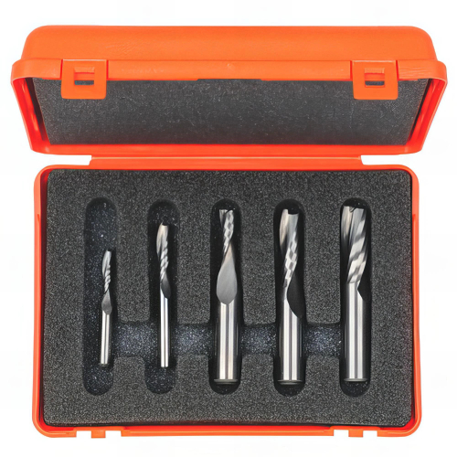 Coffret de 5 fraises à 2 coupes hélicoïdales positives en carbure monobloc Q. 8 mm - 191.000.01 - CMT