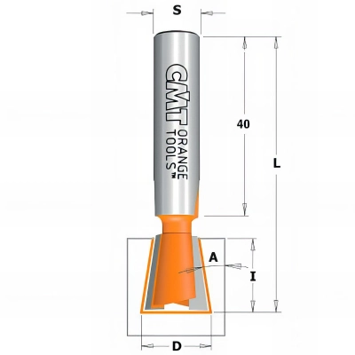 Fraise à queue d'aronde 9° 2 tranchants D. 14 x Lu. 16 x Q. 10 mm - 523.140.11 - CMT