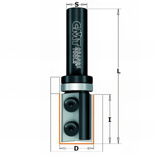 Fraise à affleurer avec plaquettes réversibles 2 tranchants D. 16 x Lu. 35 x Q. 8 mm - 656.160.11 - CMT