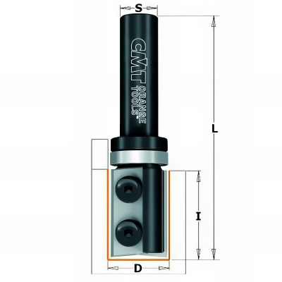 Fraise à affleurer avec plaquettes réversibles 2 tranchants D. 19 x Lu. 48,3 x Q. 12 mm - 656.692.11 - CMT