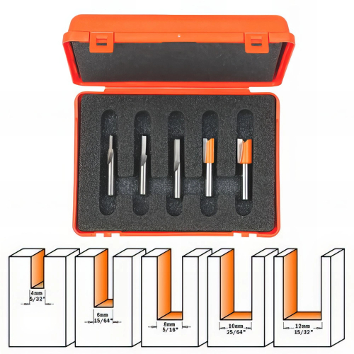 Coffret de 5 fraises profilées et à défoncer Q. 8 mm - 900.005.01 - CMT