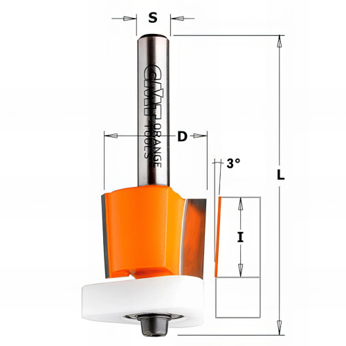 Fraise à affleurer pour laminés 3 en 1, 2 tranchants D. 12,7 x Lu. 12,7 x Q. 8 mm - 907.128.11 - CMT