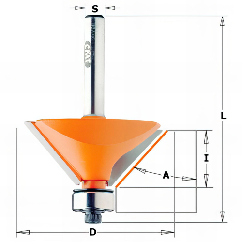 Fraise à chanfreiner avec roulement 2 tranchants 45° D. 45 mm x Lu. 18 x Q. 8 mm - 936.420.11 - CMT