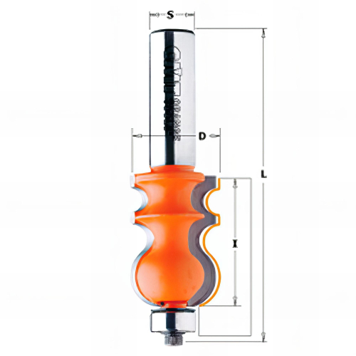 Fraise pour corniches à 2 coupes avec roulement D. 3,8 x Lu. 35 x Q. 12 mm - 955.901.11 - CMT
