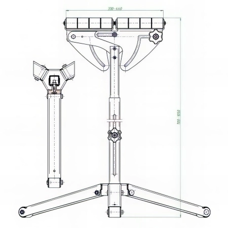 2 Servantes à rouleaux réglables en hauteur 750 à 1 050 mm