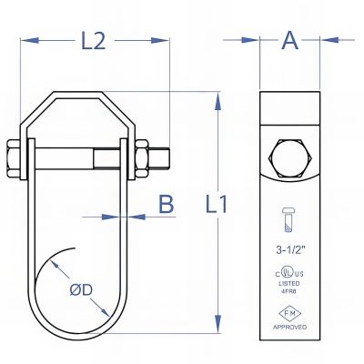Collier clevis hanger zingué D. 385 x L. 514 x l. 465 mm 2