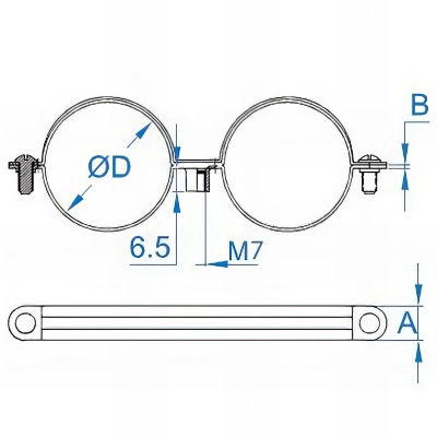 50 Colliers double M7 zingués D. 16 - 18 mm 2