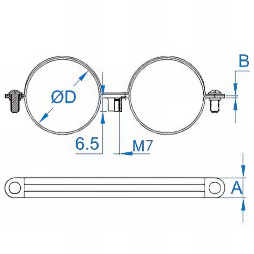50 Colliers double M7 zingués D. 18 - 20 mm