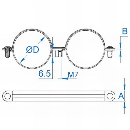 50 Colliers double M7 zingués D. 18 - 20 mm