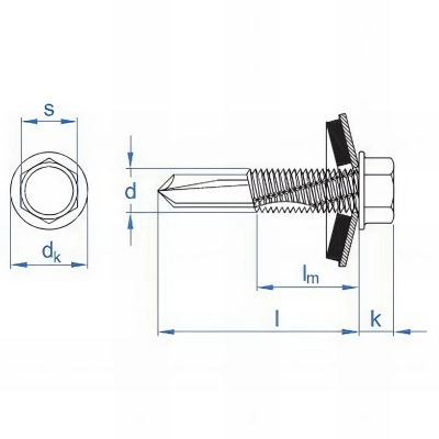 250 Vis autoperceuse - Tête hexagonale avec rondelle intégrée D. 10,5 x L. 63 mm 2