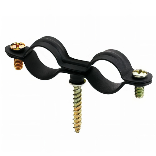 50 colliers métalliques légers double noir gaz M6 vis à bois D.15 mm - ABGD015 - Index