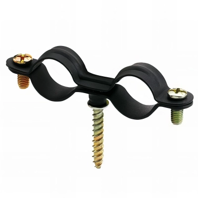 50 colliers métalliques légers double noir gaz M6 vis à bois D.28 mm - ABGD028 - Index