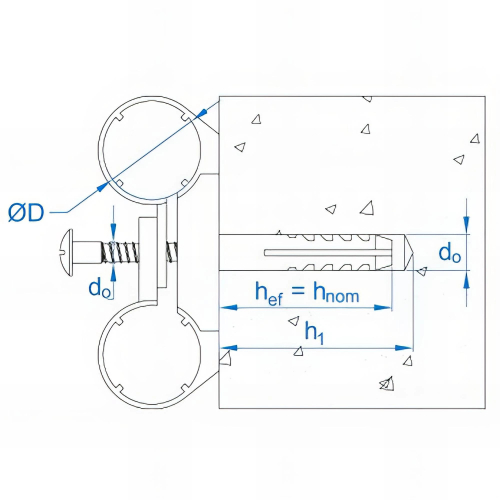 50 Multitube colliers - D. 22 mm + Chevilles double - D. 10 mm