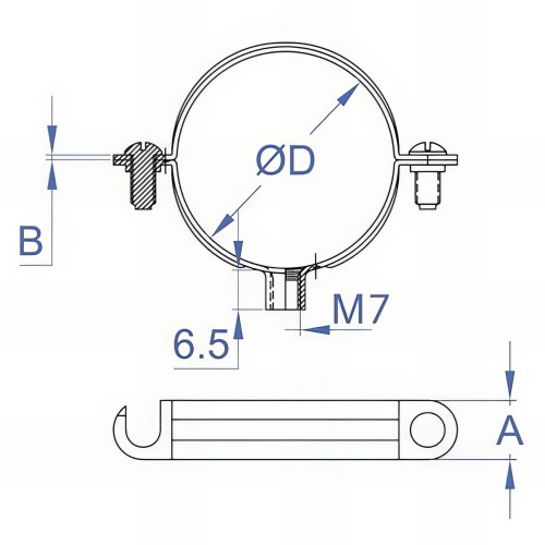 25 Colliers simple M7 zingués - D. 63 mm