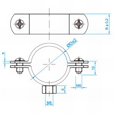 100 Colliers simples M6 Inox A2 - D. 19 - 21 mm 2