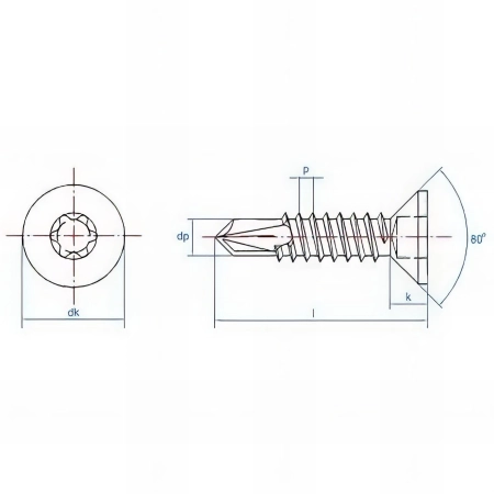 1 000 Vis autoperceuses tête fraisée - Acier - D. 3.5 x L. 16 mm