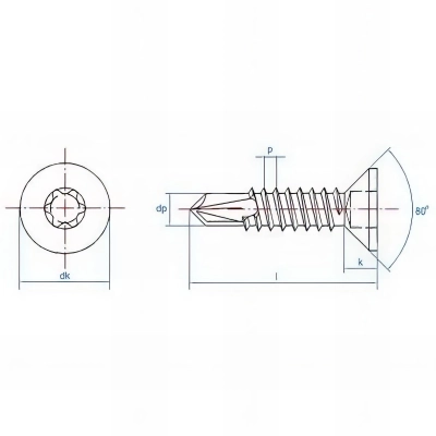 500 Vis autoperceuses tête fraisée - Acier - D. 4.8 x L. 50 mm 2