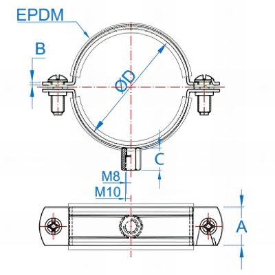 100 Colliers renforcé glissants isophonique M8 - M10 - D. 32 mm 2