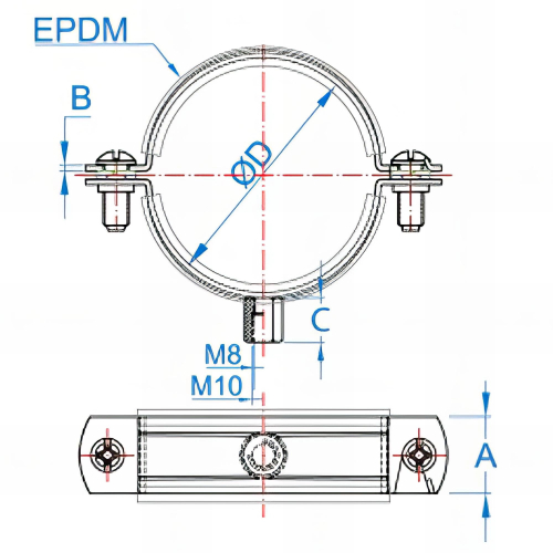 50 Colliers renforcé glissants isophonique M8 - M10 - D. 50 mm