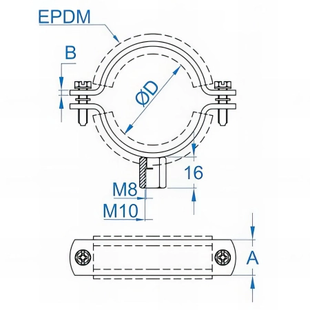 25 Colliers renforçés isophonique M8 - M10 - D. 280 mm