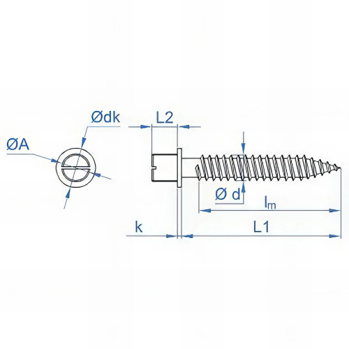 100 Pattes à vis à bois zinguées pour collier - M7 - D. 5,5 à 6,1 x L. 21 à 23 mm