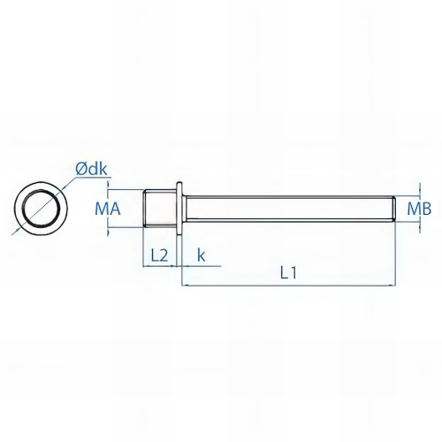 100 Pattes à vis à bois zinguées pour collier - M5 - M7 - D. 9 x L. 40 mm