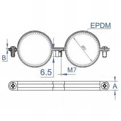 50 Colliers double isophonique M7 zingué - D. 12 - 14 mm 2