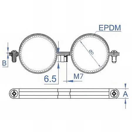 50 Colliers double isophonique M7 zingué - D. 26 - 28 mm