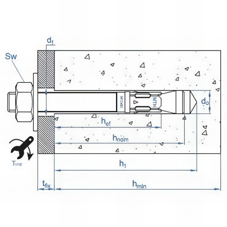 100 Goujons d'ancrage mâle charges lourdes zingués - M6 x L. 130 mm