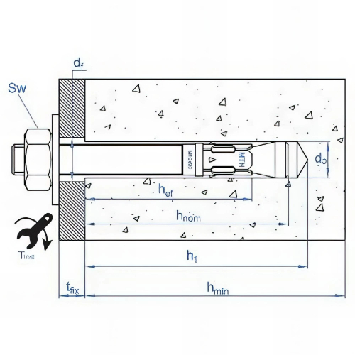 100 Goujons d'ancrage mâle charges lourdes zingués - M6 x L. 150 mm