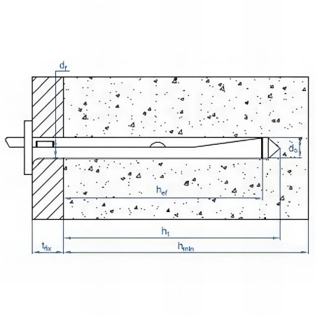 100 Chevilles métalliques d'expansion à frapper D. 6 x L. 70 mm