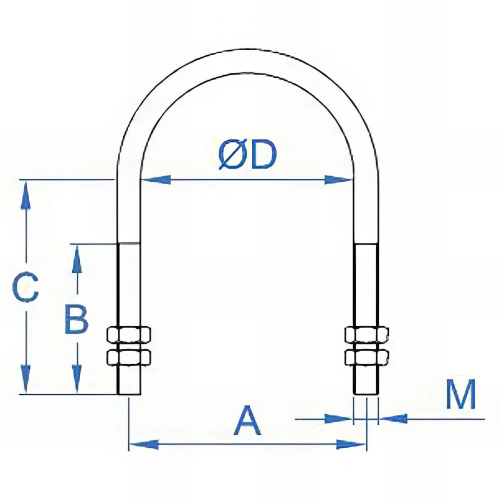 50 Etriers Inox A2 - 4 écrous - M8 x l. 83 x L. 71 mm