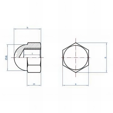 500 écrous borgnes à calotte - M4