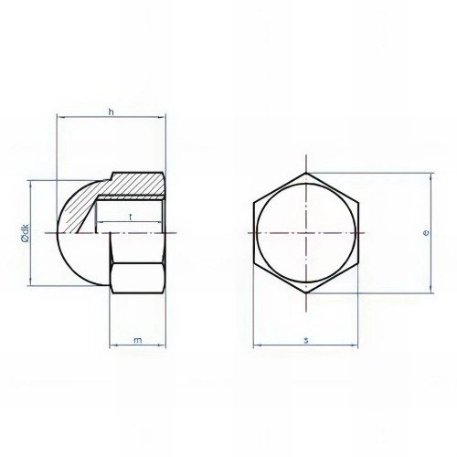 250 écrous borgnes à calotte - M5