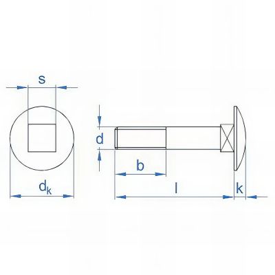 100 vis tête ronde M5 x 80 mm à collet carrées et écrou hexagonal, zingué 2