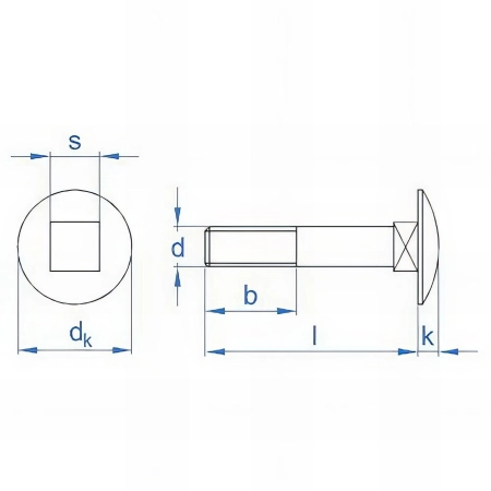 100 vis tête ronde M6 x 130 mm à collet carrées et écrou hexagonal, zingué