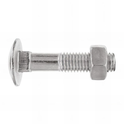 100 vis tête ronde M6 x 150 mm à collet carrées et écrou hexagonal, zingué