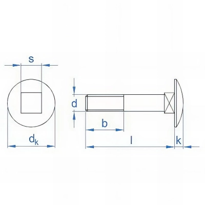 50 vis tête ronde M8 x 140 mm à collet carrées et écrou hexagonal, zingué 2