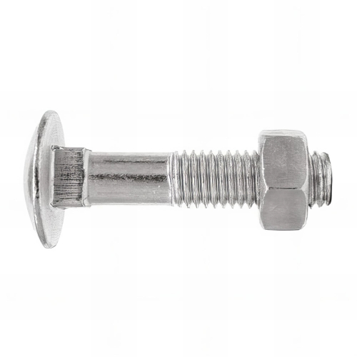 25 vis tête ronde M10 x 160 mm à collet carrées et écrou hexagonal, zingué